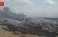 Масштабный пожар произошел в городе Уяр